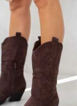 TFP Μποτάκια Cowboy Suede με σχέδιο - Καφέ 17 TFP Μποτάκια Cowboy Suede με σχέδιο - Καφέ -The Fashion Project κατάστημα mpotakia cowboy suede me sxedio 109342 98ya
