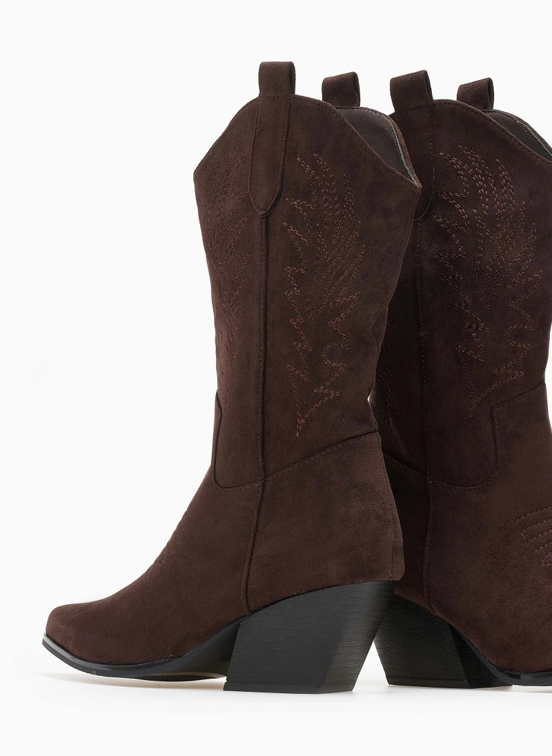 TFP Μποτάκια Cowboy Suede με σχέδιο - Καφέ 7 TFP Μποτάκια Cowboy Suede με σχέδιο - Καφέ - Image 7
