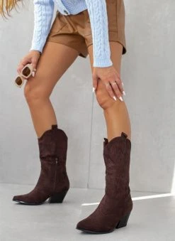 TFP Μποτάκια Cowboy Suede με σχέδιο - Καφέ 13 TFP Μποτάκια Cowboy Suede με σχέδιο - Καφέ -The Fashion Project κατάστημα mpotakia cowboy suede me sxedio 109342 r6ji