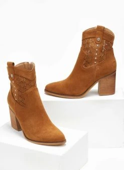 Xti Footwear Μποτάκια Cowboy Suede Xti 141390 - Κάμελ -The Fashion Project κατάστημα mpotakia cowboy suede xti 141390 110936 yt0l