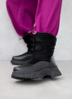 The Fashion Project Μποτάκια φουσκωτά με γούνα - Μαύρο -The Fashion Project κατάστημα mpotakia fouskwta me gouna 109393 r7xa