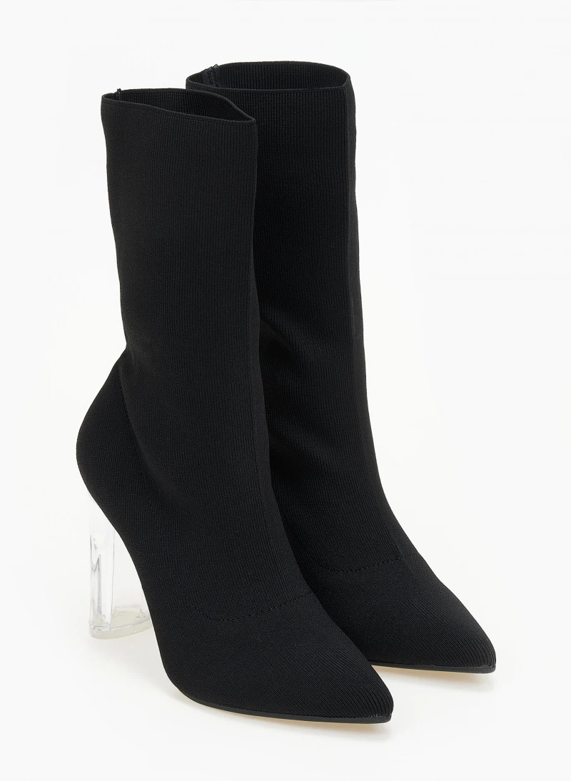 The Fashion Project Μποτάκια κάλτσα με διάφανο τακούνι - Μαύρο 5 The Fashion Project Μποτάκια κάλτσα με διάφανο τακούνι - Μαύρο - Image 5