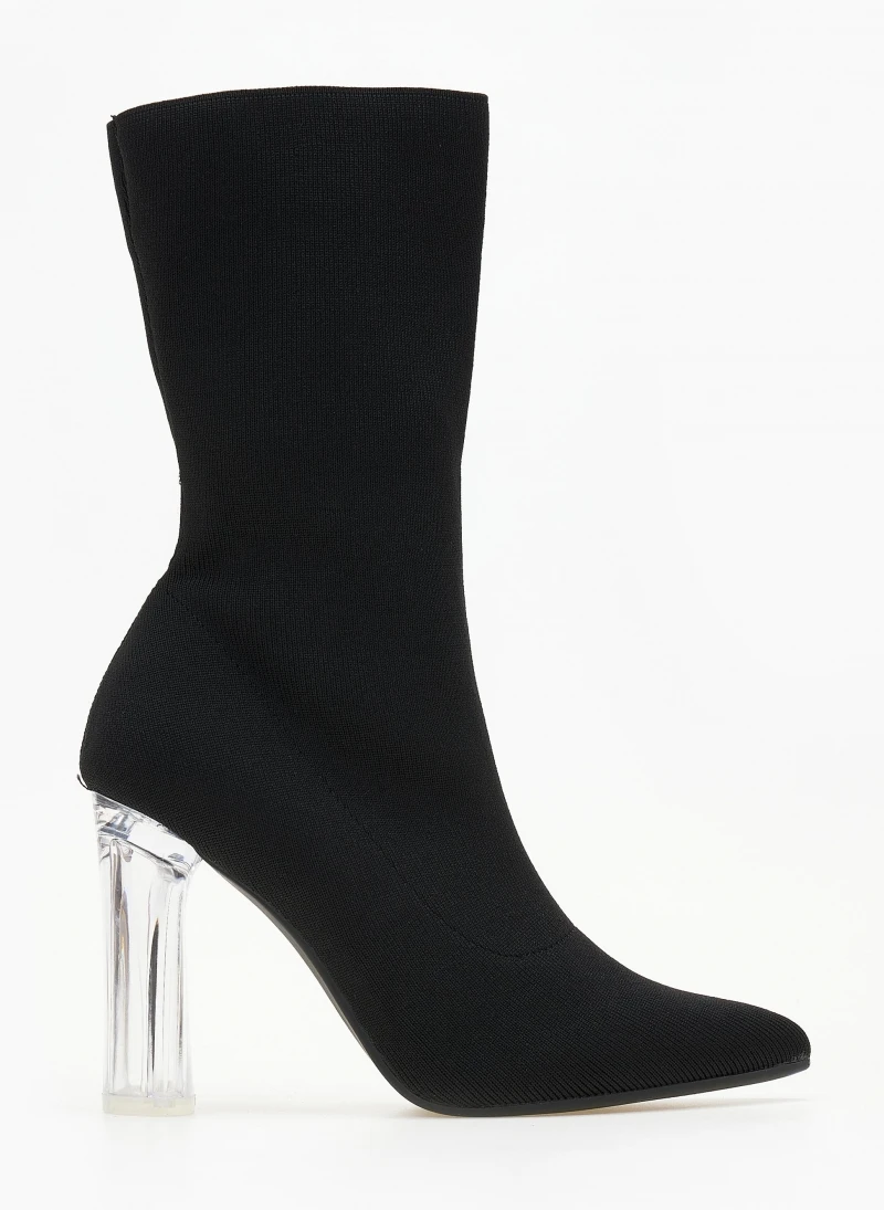 The Fashion Project Μποτάκια κάλτσα με διάφανο τακούνι - Μαύρο 2 The Fashion Project Μποτάκια κάλτσα με διάφανο τακούνι - Μαύρο - Image 2