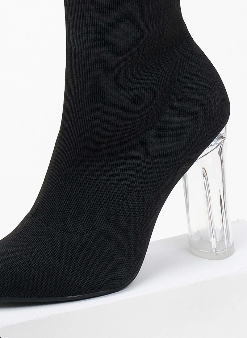 The Fashion Project Μποτάκια κάλτσα με διάφανο τακούνι - Μαύρο 6 The Fashion Project Μποτάκια κάλτσα με διάφανο τακούνι - Μαύρο - Image 6