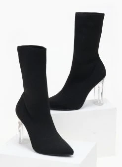 The Fashion Project Μποτάκια κάλτσα με διάφανο τακούνι - Μαύρο 9 The Fashion Project Μποτάκια κάλτσα με διάφανο τακούνι - Μαύρο -The Fashion Project κατάστημα mpotakia kaltsa me diafano takouni 106136 tp9k