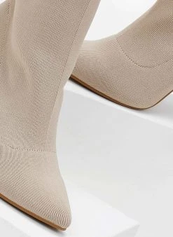 The Fashion Project Μποτάκια κάλτσα με διάφανο τακούνι - Μπεζ -The Fashion Project κατάστημα mpotakia kaltsa me diafano takouni 106137 8f7w