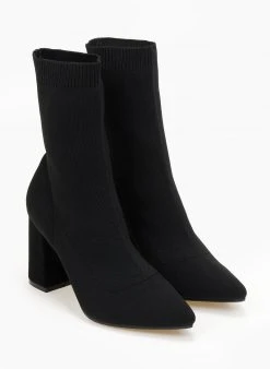 The Fashion Project Μποτάκια κάλτσα με εφαρμοστή γάμπα - Μαύρο -The Fashion Project κατάστημα mpotakia kaltsa me efarmosti gampa 106491 dese