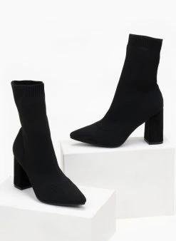 The Fashion Project Μποτάκια κάλτσα με εφαρμοστή γάμπα - Μαύρο -The Fashion Project κατάστημα mpotakia kaltsa me efarmosti gampa 106491 ojk2