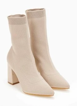 The Fashion Project Μποτάκια κάλτσα με εφαρμοστή γάμπα - Μπεζ -The Fashion Project κατάστημα mpotakia kaltsa me efarmosti gampa 106492 ht9w