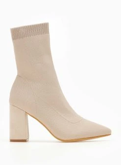 The Fashion Project Μποτάκια κάλτσα με εφαρμοστή γάμπα - Μπεζ -The Fashion Project κατάστημα mpotakia kaltsa me efarmosti gampa 106492 tzk4