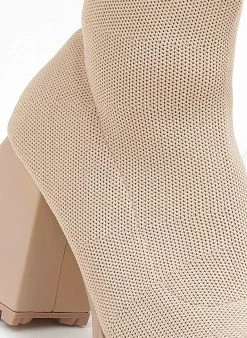 The Fashion Project Μποτάκια κάλτσα με ιδιαίτερο τακούνι - Μπεζ -The Fashion Project κατάστημα mpotakia kaltsa me idiaitero takouni 107267 p0k9