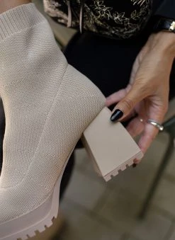 The Fashion Project Μποτάκια κάλτσα με ιδιαίτερο τακούνι - Μπεζ -The Fashion Project κατάστημα mpotakia kaltsa me idiaitero takouni 107267 sekf