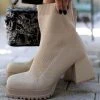 The Fashion Project Μποτάκια κάλτσα με ιδιαίτερο τακούνι - Μπεζ