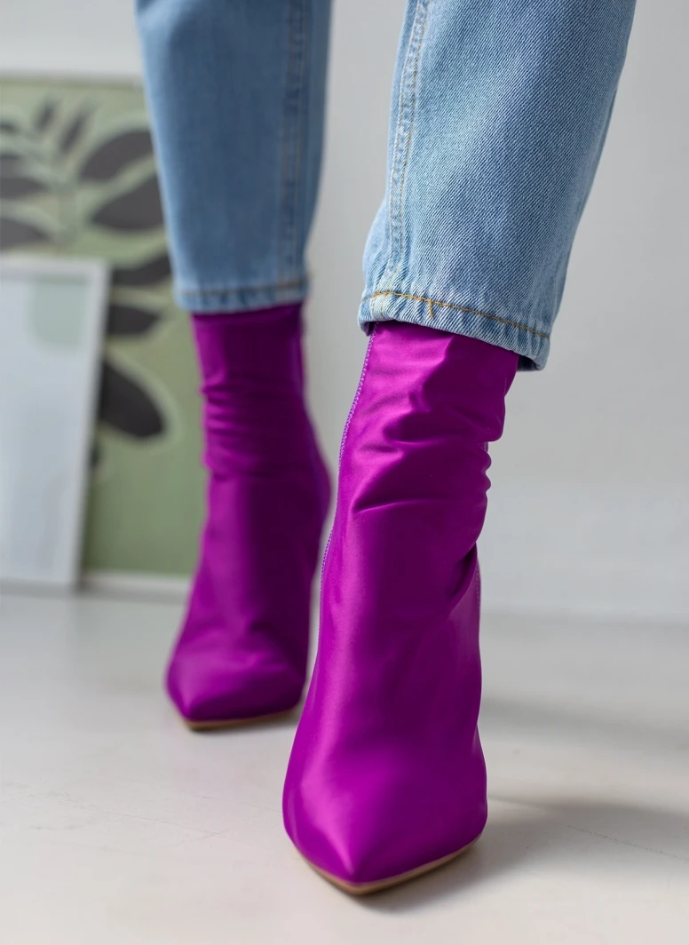 The Fashion Project Μποτάκια κάλτσα με λεπτό τακούνι - Μωβ 4 The Fashion Project Μποτάκια κάλτσα με λεπτό τακούνι - Μωβ - Image 4