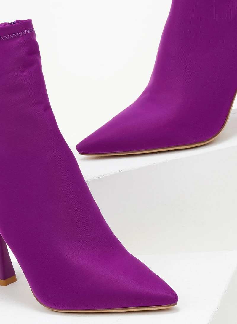 The Fashion Project Μποτάκια κάλτσα με λεπτό τακούνι - Μωβ 3 The Fashion Project Μποτάκια κάλτσα με λεπτό τακούνι - Μωβ - Image 3