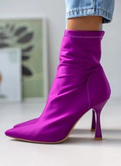 The Fashion Project Μποτάκια κάλτσα με λεπτό τακούνι - Μωβ