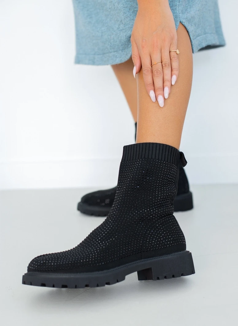 The Fashion Project Μποτάκια κάλτσα με Strass - Μαύρο 3 The Fashion Project Μποτάκια κάλτσα με Strass - Μαύρο - Image 3