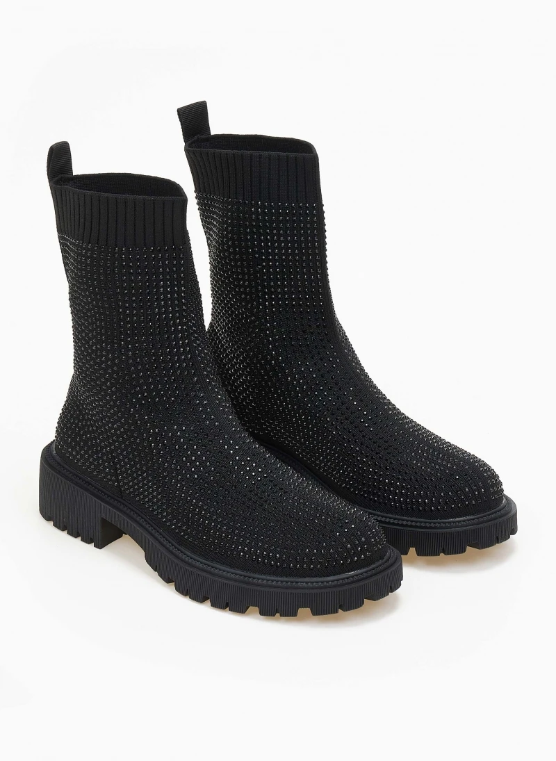 The Fashion Project Μποτάκια κάλτσα με Strass - Μαύρο 7 The Fashion Project Μποτάκια κάλτσα με Strass - Μαύρο - Image 7