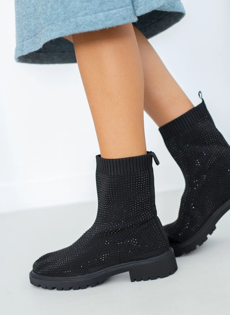 The Fashion Project Μποτάκια κάλτσα με Strass - Μαύρο 5 The Fashion Project Μποτάκια κάλτσα με Strass - Μαύρο - Image 5