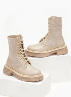 The Fashion Project Αρβυλάκια με σχέδιο κάλτσα - Μπεζ -The Fashion Project κατάστημα mpotakia kaltsa me sxedio sti sola 105857 1eei