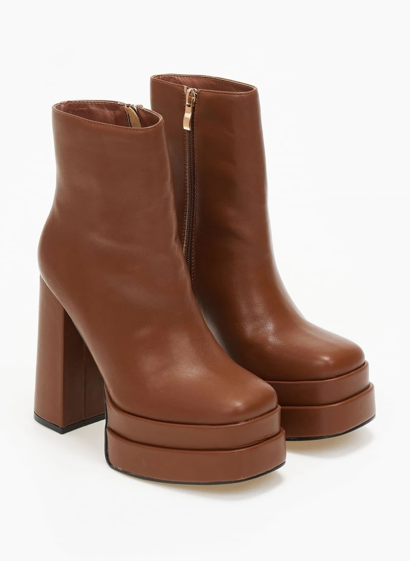 The Fashion Project Μποτάκια καρέ με ψηλή φιάπα - Καφέ 8 The Fashion Project Μποτάκια καρέ με ψηλή φιάπα - Καφέ - Image 8