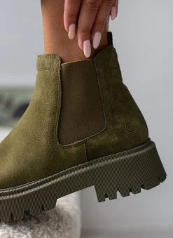 Μποτάκια αστραγάλου Chelsea καστόρινα CARMELA 160116 - Χακί