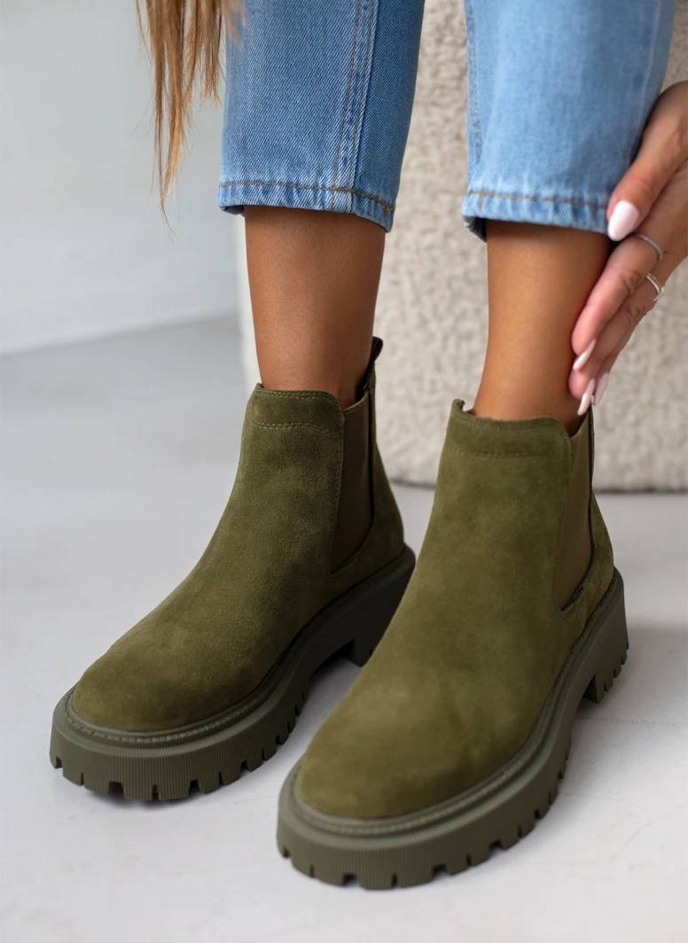 Μποτάκια αστραγάλου Chelsea καστόρινα CARMELA 160116 - Χακί 4 Μποτάκια αστραγάλου Chelsea καστόρινα CARMELA 160116 - Χακί - Image 4