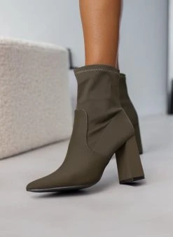 The Fashion Project Μποτάκια κάλτσα με φερμουάρ - Χακί