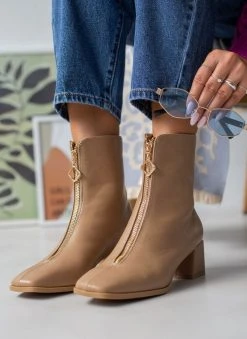 The Fashion Project Μποτάκια με φερμουάρ στο κουτεπιέ - Πούρο -The Fashion Project κατάστημα mpotakia me fermouar sto koutepie 106089 t3fx