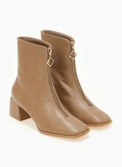 The Fashion Project Μποτάκια με φερμουάρ στο κουτεπιέ - Πούρο -The Fashion Project κατάστημα mpotakia me fermouar sto koutepie 106089 zjsr