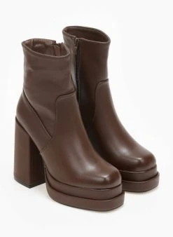 The Fashion Project Μποτάκια με φιάπα - Καφέ -The Fashion Project κατάστημα mpotakia me fiapa 109385 dokd