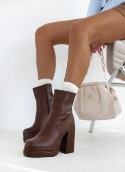 The Fashion Project Μποτάκια με φιάπα - Καφέ