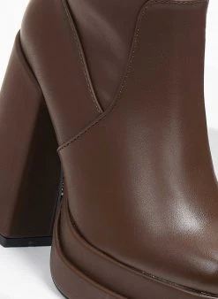 The Fashion Project Μποτάκια με φιάπα - Καφέ -The Fashion Project κατάστημα mpotakia me fiapa 109385 ot33