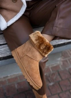 The Fashion Project Μποτάκια με γούνα - Κάμελ -The Fashion Project κατάστημα mpotakia me gouna 108223 tynk