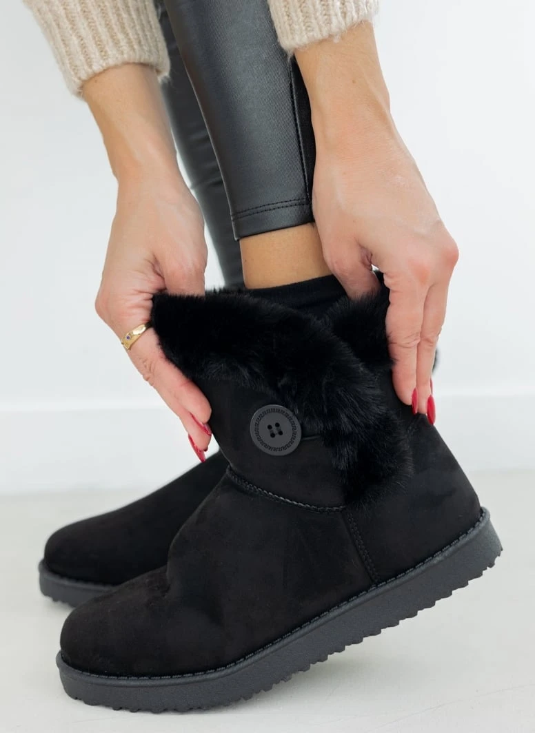 The Fashion Project Μποτάκια με γούνα και κουμπί στο πλάι - Μαύρο 6 The Fashion Project Μποτάκια με γούνα και κουμπί στο πλάι - Μαύρο - Image 6