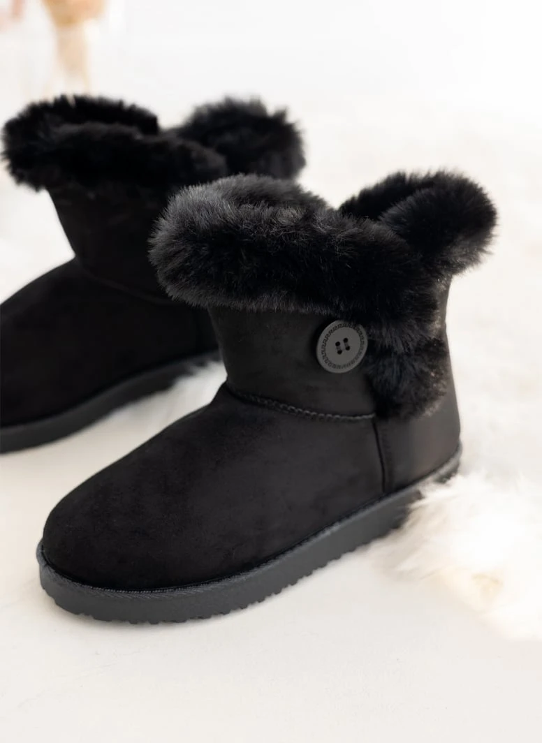 The Fashion Project Μποτάκια με γούνα και κουμπί στο πλάι - Μαύρο 2 The Fashion Project Μποτάκια με γούνα και κουμπί στο πλάι - Μαύρο - Image 2