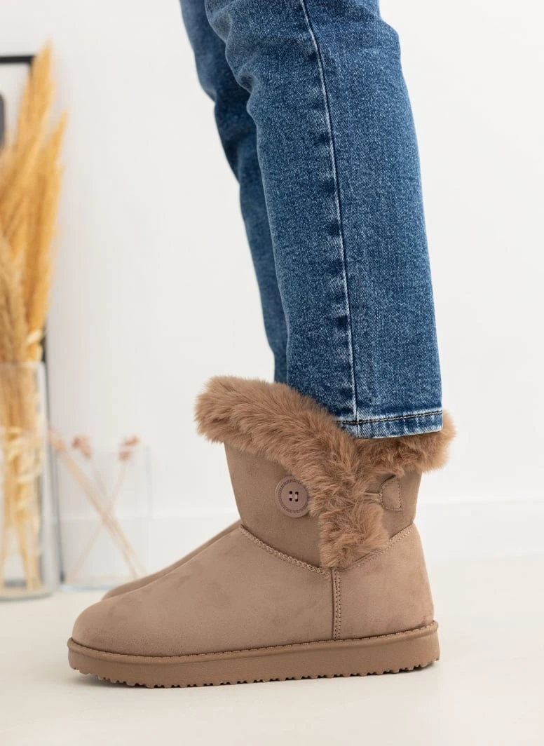 The Fashion Project Μποτάκια με γούνα και κουμπί στο πλάι - Τάουπε 6 The Fashion Project Μποτάκια με γούνα και κουμπί στο πλάι - Τάουπε - Image 6