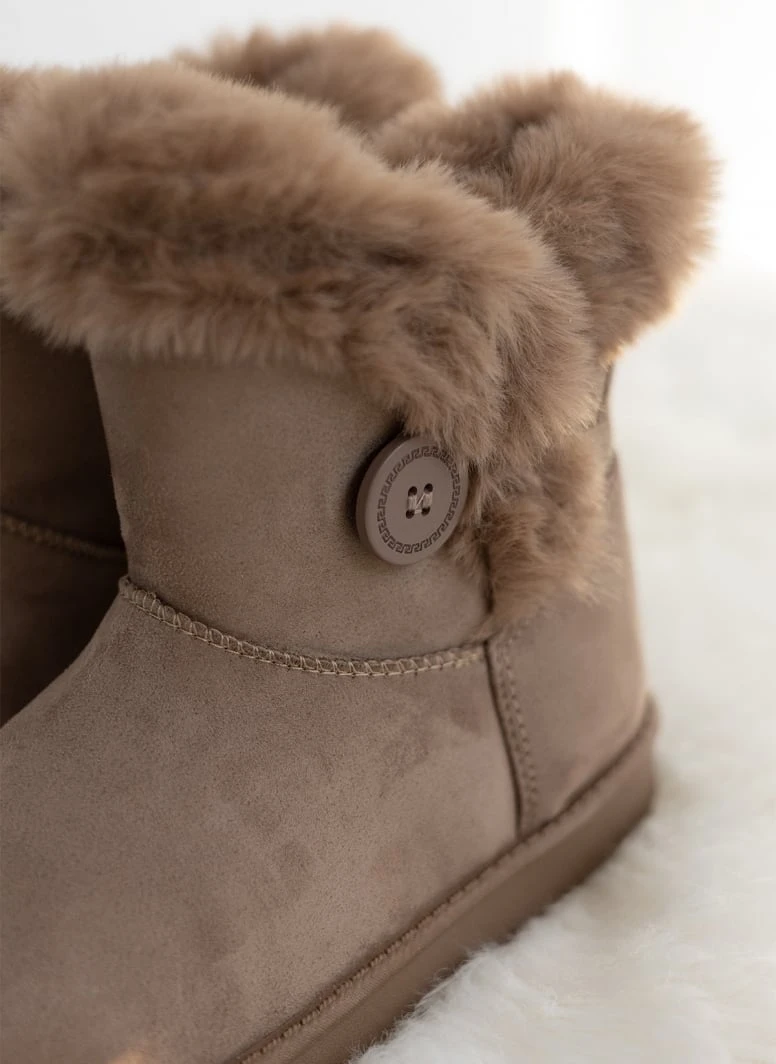 The Fashion Project Μποτάκια με γούνα και κουμπί στο πλάι - Τάουπε 9 The Fashion Project Μποτάκια με γούνα και κουμπί στο πλάι - Τάουπε - Image 9