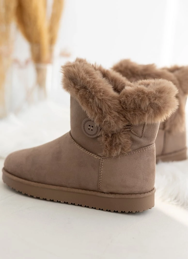 The Fashion Project Μποτάκια με γούνα και κουμπί στο πλάι - Τάουπε 8 The Fashion Project Μποτάκια με γούνα και κουμπί στο πλάι - Τάουπε - Image 8
