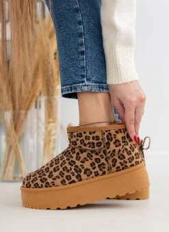 The Fashion Project Μποτάκια με γούνα και Platform σόλα - Leopard