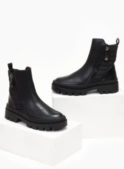 Μποτάκια με καπιτονέ σχέδιο Refresh 170283 - Μαύρο -The Fashion Project κατάστημα mpotakia me kapitone sxedio refresh 170283 107792 9n32