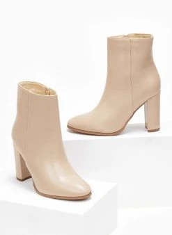 The Fashion Project Μποτάκια με κάθετη ραφή - Μπεζ -The Fashion Project κατάστημα mpotakia me katheti rafi 108453 6lp2