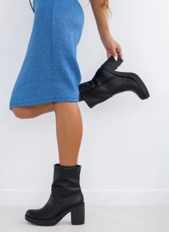 The Fashion Project Μποτάκια με κρεπ σόλα και τακούνι - Μαύρο