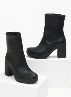 The Fashion Project Μποτάκια με κρεπ σόλα και τακούνι - Μαύρο -The Fashion Project κατάστημα mpotakia me krep sola kai takouni 109040 y5da