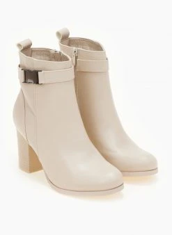 The Fashion Project Μποτάκια με μεταλλικό διακοσμητικό - Μπεζ -The Fashion Project κατάστημα mpotakia me metalliko diakosmitiko 106128 620c