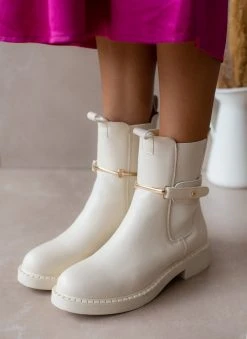 The Fashion Project Μποτάκια Chelsea με μεταλλικό στοιχείο - Μπεζ