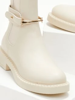 The Fashion Project Μποτάκια Chelsea με μεταλλικό στοιχείο - Μπεζ -The Fashion Project κατάστημα mpotakia me metalliko stoixeio 105502 jplj