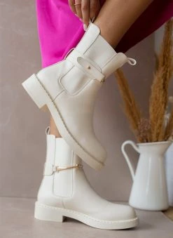 The Fashion Project Μποτάκια Chelsea με μεταλλικό στοιχείο - Μπεζ -The Fashion Project κατάστημα mpotakia me metalliko stoixeio 105502 o19l