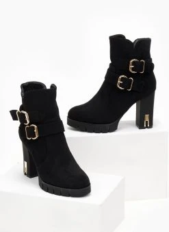The Fashion Project Μποτάκια Suede με μεταλλικά στοιχεία - Μαύρο 11 The Fashion Project Μποτάκια Suede με μεταλλικά στοιχεία - Μαύρο -The Fashion Project κατάστημα mpotakia me metallo sto takouni 106478 xibk