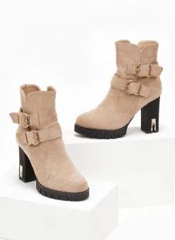 The Fashion Project Μποτάκια Suede με μεταλλικά στοιχεία - Πούρο -The Fashion Project κατάστημα mpotakia me metallo sto takouni 106479 34fg